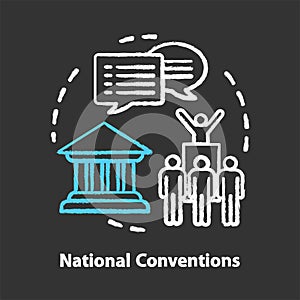 Elections chalk concept icon. Organised national conventions idea. Supporter, the voting public gathering. Social