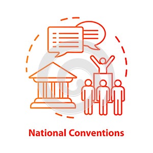 Elections concept icon. Organised national conventions idea thin line illustration. Supporter, the voting public