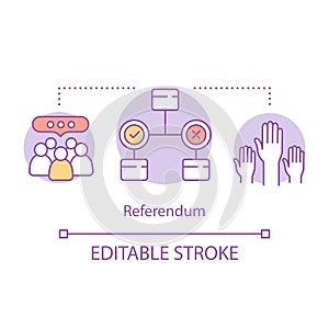 Elections concept icon. Referendum idea thin line illustration. Electorate voting on new law, government decision
