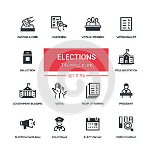 Elections - flat design style icons set