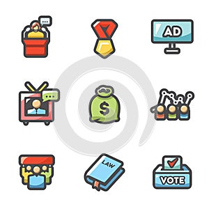 Elections Icons Set. Vector Illustration.