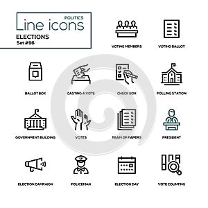 Elections - modern line design icons set