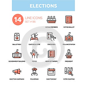 Elections - modern line design icons set