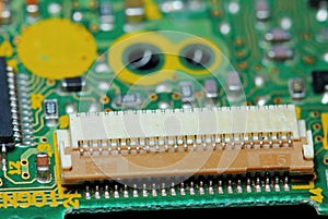 electonic circuit board for computer in macro photography for electric background