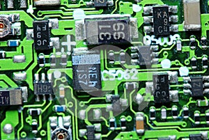 electonic circuit board for computer in macro photography for electric background