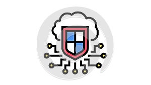 electonic cloud protection color icon animation