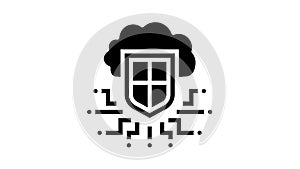 electonic cloud protection glyph icon animation