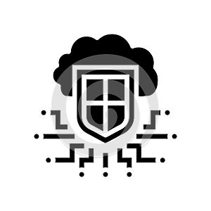 electonic cloud protection glyph icon vector illustration