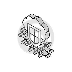 electonic cloud protection isometric icon vector illustration photo