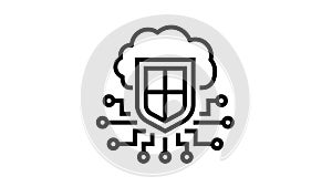 electonic cloud protection line icon animation