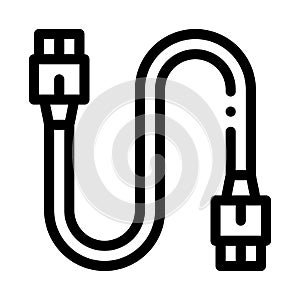electonic cord computer detail black icon vector illustration
