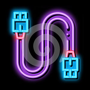 electonic cord computer detail neon glow icon illustration