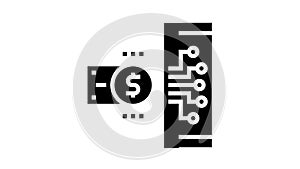 electonic money glyph icon animation