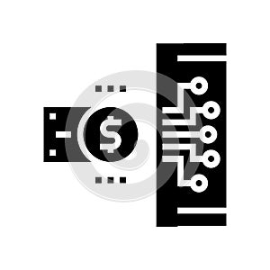 electonic money glyph icon vector black illustration