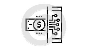 electonic money line icon animation
