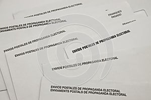 Electoral propaganda envelopes received by mail at citizens\' homes for the elections in Spain photo