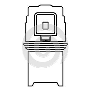 Electoral voting machine Electronic EVM Election equipment VVPAT icon outline black color vector illustration flat style image