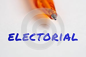 Electorial inscription term on paper pen background