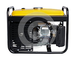 Portable benzin generator. isolated white background. Side view photo