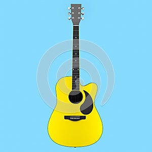 Electric acoustic guitar isolated on blue background.