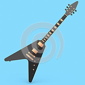 Electric acoustic guitar isolated on blue background.