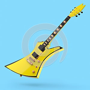 Electric acoustic guitar isolated on blue background.