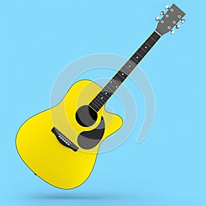 Electric acoustic guitar isolated on blue background.