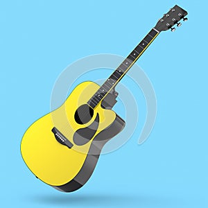 Electric acoustic guitar isolated on blue background.