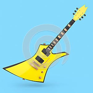 Electric acoustic guitar isolated on blue background.