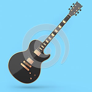 Electric acoustic guitar isolated on blue background.