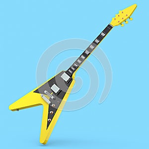 Electric acoustic guitar isolated on blue background.