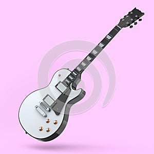 Electric acoustic guitar isolated on pink background.