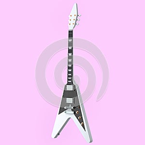 Electric acoustic guitar isolated on pink background.