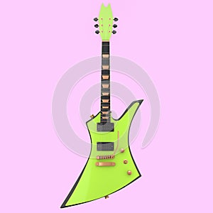 Electric acoustic guitar isolated on pink background.