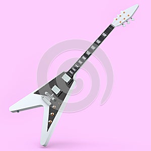 Electric acoustic guitar isolated on pink background.