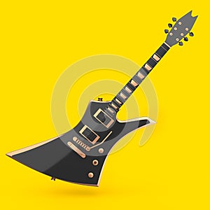 Electric acoustic guitar isolated on yellow background.