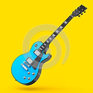 Electric acoustic guitar isolated on yellow background.