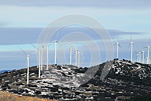 Electric aerogenerator windmills snow winter photo