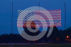 Electric American Flag at Night in Plains Georgia, home of 39th President of the US, President Carter photo