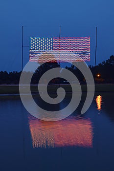 Electric American Flag at Night in Plains Georgia, home of 39th President of the US, President Carter photo