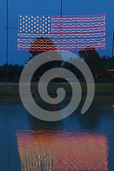 Electric American Flag at Night in Plains Georgia, home of 39th President of the US, President Carter photo