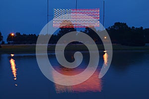 Electric American Flag at Night in Plains Georgia, home of 39th President of the US, President Carter photo