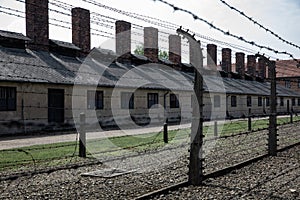 Electric barbed wire fence in Nazi Concentration Camp Auschwitz