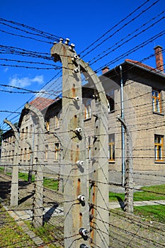 Electric barbed wires of the German nazi concentration and extermination camp