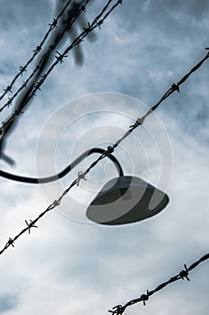 Electric barbed wires of German nazi concentration and extermination camp