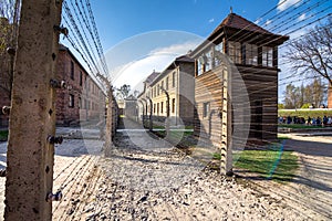 Electric barbed wires of the German nazi concentration and extermination camp world heritage Auschwitz Birkenau, Poland