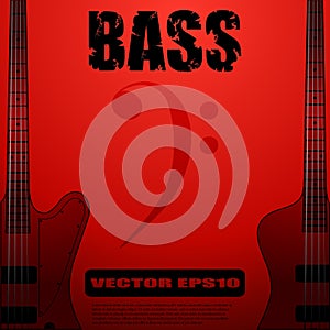 Electric bass guitar vector illustrations