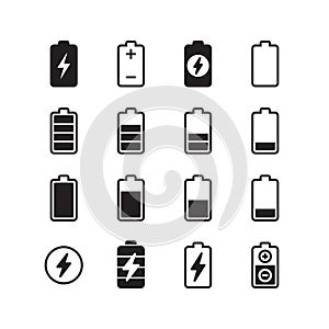 Electric battery, accumulator energy vector icons set photo