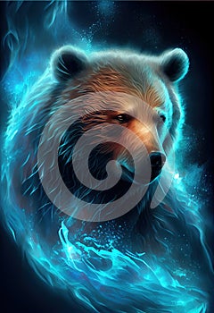 Electric bear print, logo, ai rendered.