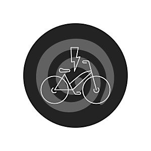 Electric bicycle black glyph icon. City transport rental. Pictogram for web, mobile app, promo. UI UX design element.